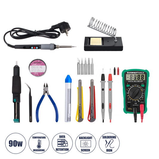 ELEKIT 79978 Ολοκληρωμένο DIY ΚΙΤ Εργαλείων Ηλεκτρονικού - Κολλητήρι & Βάση, Απορροφητική Τρόμπα Κόλλησης, Πλαγιοκόφτης, Τσιμπιδάκι Tweezer, Πενσέτα, Καλάι Κόλλησης, Κοπίδια, Φαλτσέτες & Ψηφιακό Πολύμετρο