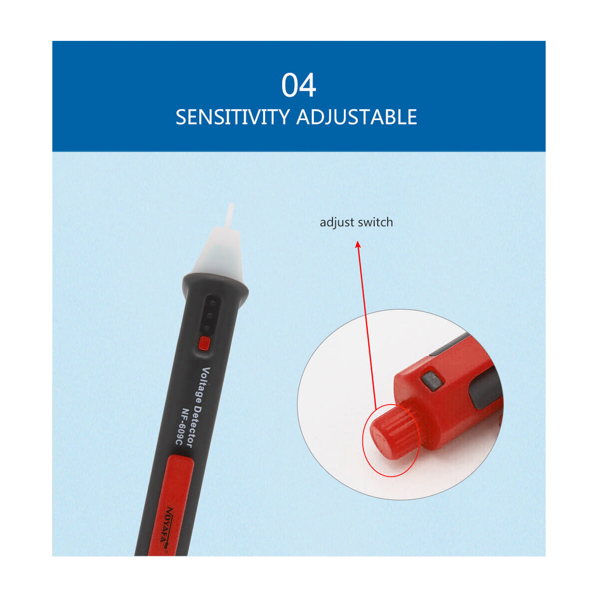 79991 Επαγγελματικός Ανιχνευτής Τάσης ΑC - Voltage Detector Χωρίς Επαφή 50-1000V με Φακό LED - Ένδειξη LED - Ένδειξη Ισχύος Σήματος - Εργαλείο Ηλεκτρολόγου