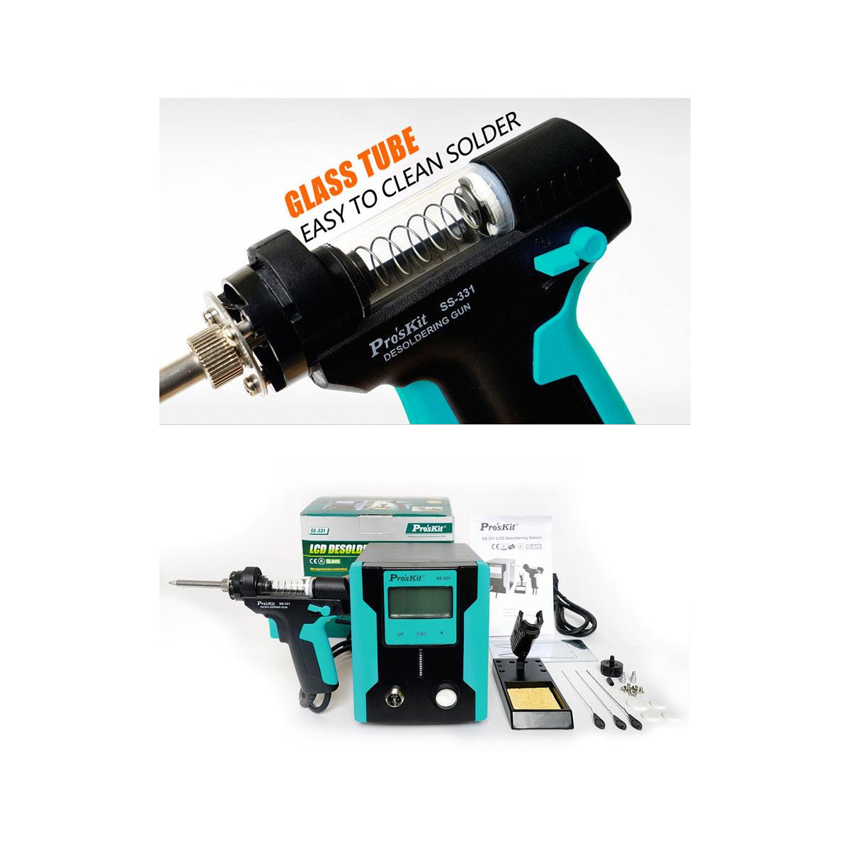 79994 Proskit SS-331H Desoldering Station - Επαγγελματικός Σταθμός Αποκόλλησης Ρεύματος 140W AC 220-240V με Ρύθμιση Θερμοκρασίας 160°C έως 480°C Μ13 x Π18.5 x Υ16cm