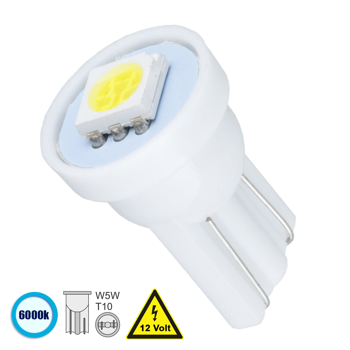 W5W-T10 81044 Λάμπα W5W T10 LED 0.12W 22lm 120° DC 12V IP20 Ψυχρό Λευκό 6000K - 1 x Epistar SMD5050 Chip - Μ1.1 x Π1.1 x Υ1.7