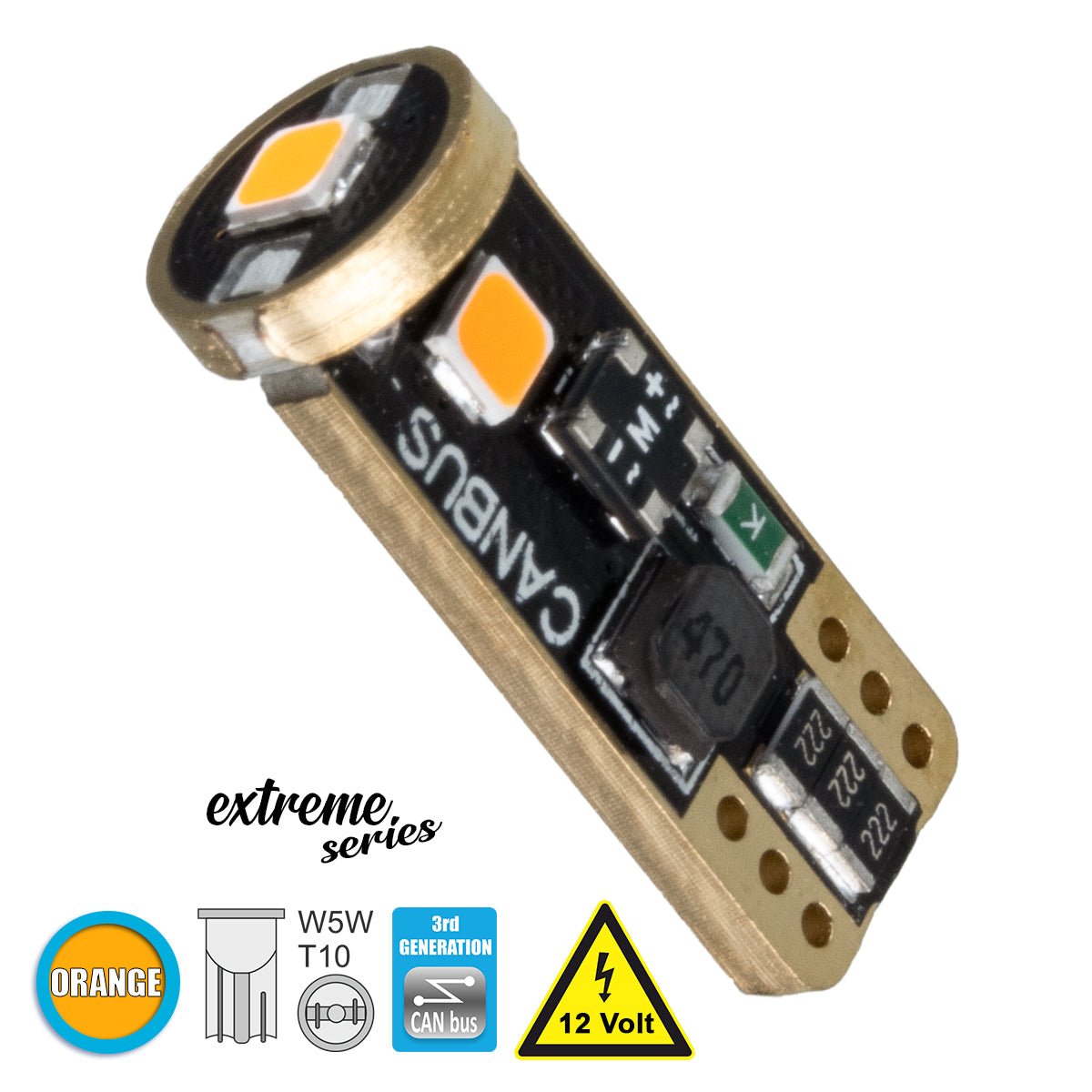 T10 W5W 81117 Λάμπα Αυτοκίνητου 3rd Generation Can-Bus Extreme Series LED 3 SMD 3030 3W 360lm 360° DC 12V IP20 Πορτοκαλί