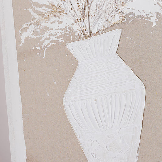 ΠΙΝΑΚΑΣ ΚΑΜΒΑΣ ΒΑΖΟ ΜΕ ΣΤΑΧΥΑ ΜΠΕΖ - ΛΕΥΚΟΣ 62x5x122