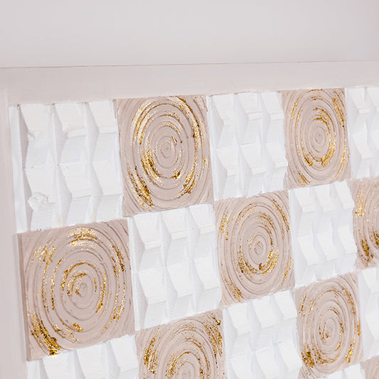 ΠΙΝΑΚΑΣ ΚΑΜΒΑΣ ΚΥΚΛΟΙ ΚΑΙ ΤΕΤΡΑΓΩΝΑ ΜΠΕΖ - ΛΕΥΚΟΣ 62x4.5x122