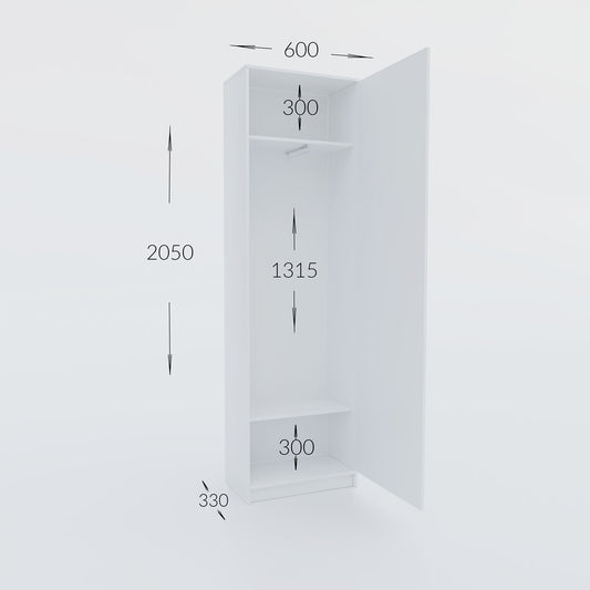 Ντουλάπα Sara Γκρι 60x33x205