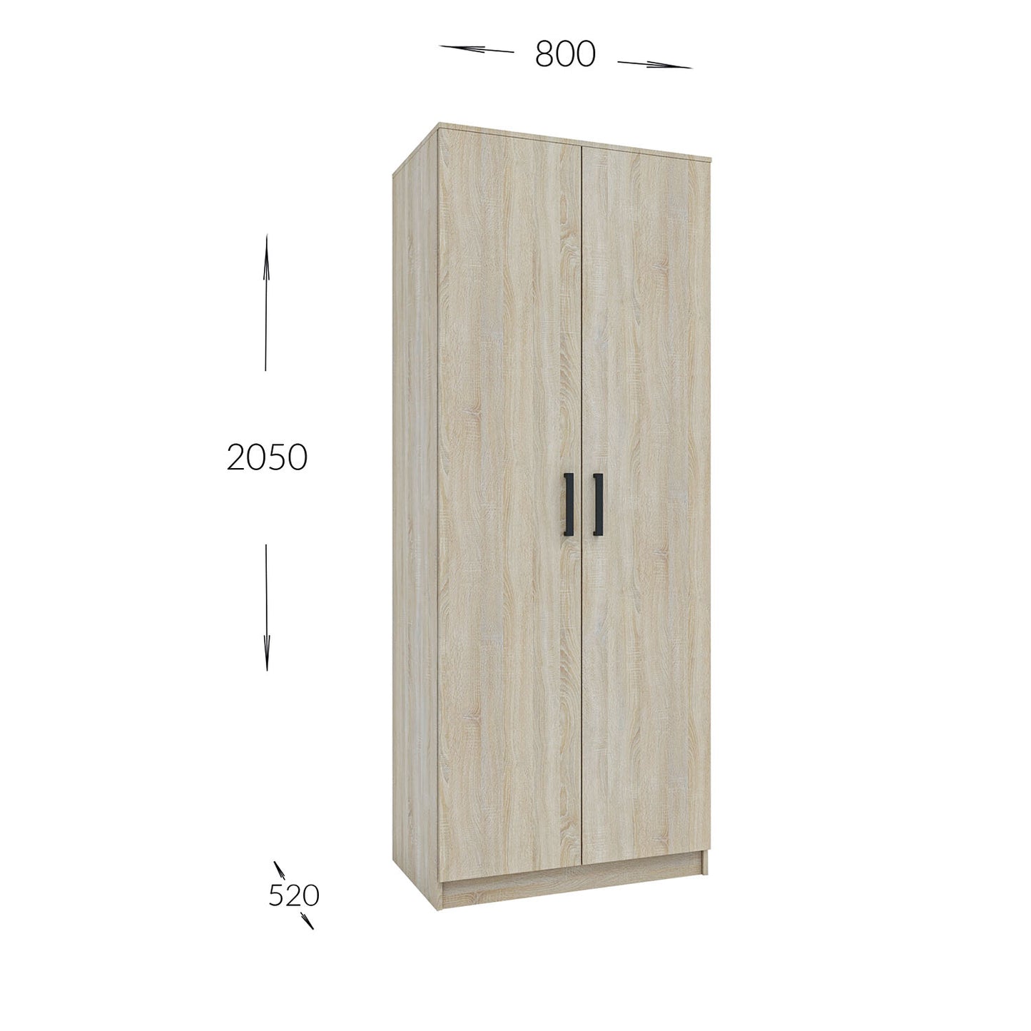 Ντουλάπα Δίφυλλη Simple Σονόμα 80x52x205