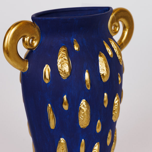 ΒΑΖΟ ΚΕΡΑΜΙΚΟ ΜΠΛΕ-ΧΡΥΣΟ 27.3x9.8x29