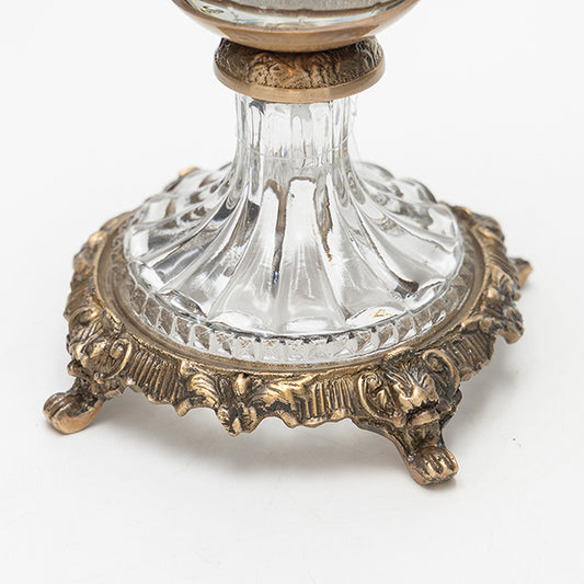 ΒΑΖΟ ΓΥΑΛΙΝΟ ΜΕ ΜΕΤΑΛΛΙΚΑ ΤΕΛΕΙΩΜΑΤΑ ΑΝΤΙΚΕ ΧΡΥΣΟ-ΔΙΑΦΑΝΕΣ ΓΥΑΛΙ 13x13x36