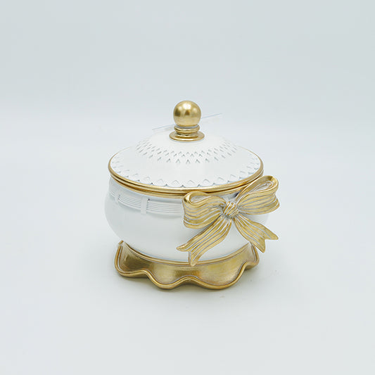 ΜΠΙΖΟΥΤΙΕΡΑ ΑΝΤΙΚΕ ΜΕ ΦΙΟΓΚΟ ΠΟΛΥΡΕΖΙΝ ΛΕΥΚΟ-ΧΡΥΣΟ 13.5x12.5x12.5