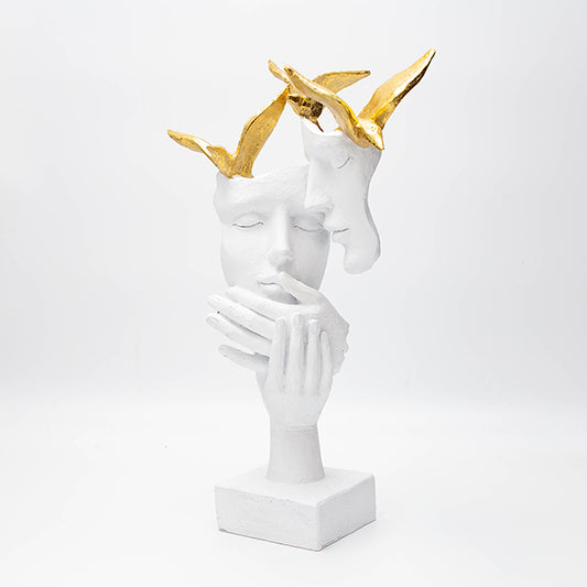 ΔΙΑΚΟΣΜΗΤΙΚΟ ΖΕΥΓΑΡΙ & ΠΕΡΙΣΤΕΡΙΑ ΠΟΛΥΡΕΖΙΝ ΛΕΥΚΟ-ΧΡΥΣΟ 22.2x11.7x33.5