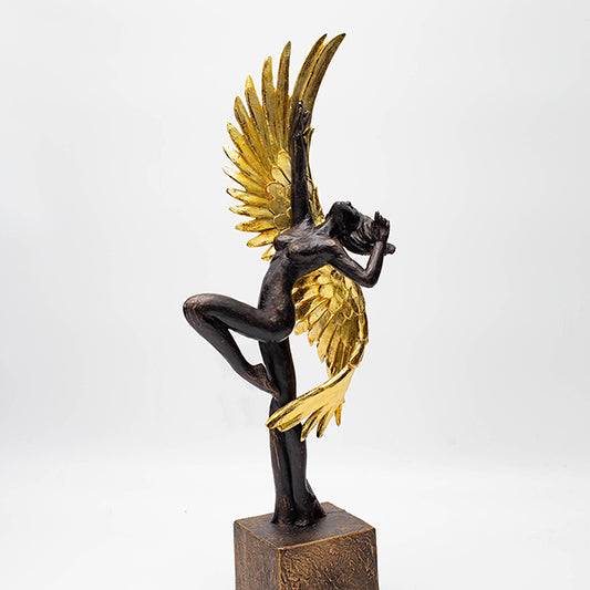 ΓΥΝΑΙΚΑ ΜΕ ΦΤΕΡΑ ΠΟΛΥΡΕΖΙΝ ΧΡΥΣΗ - ΜΑΥΡΗ 13.5x7.5x37