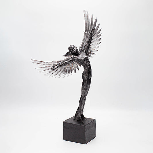 ΓΥΝΑΙΚΑ ΜΕ ΦΤΕΡΑ ΠΟΛΥΡΕΖΙΝ ΑΣΗΜΙ - ΜΑΥΡΗ 20x10x39.5