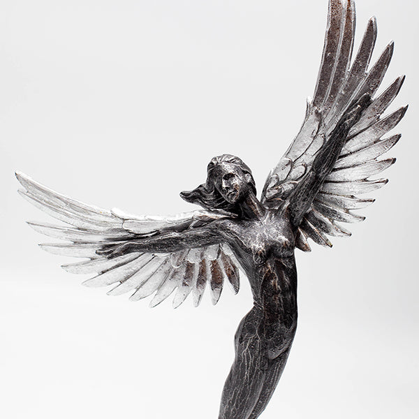 ΓΥΝΑΙΚΑ ΜΕ ΦΤΕΡΑ ΠΟΛΥΡΕΖΙΝ ΑΣΗΜΙ - ΜΑΥΡΗ 20x10x39.5