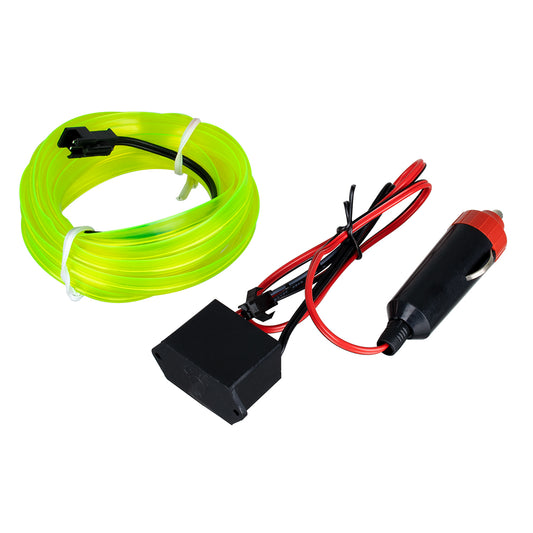 82202 TUBE 360° Degree Διακοσμητική EL-Wire Neon Αυτοκινήτου Κορδόνι ΣΕΤ 3m 1W/3m 30lm/m 360° DC 12V με Βύσμα Αναπτήρα Αυτοκινήτου Αδιάβροχη IP68 Πράσινο Φωσφορούχο
