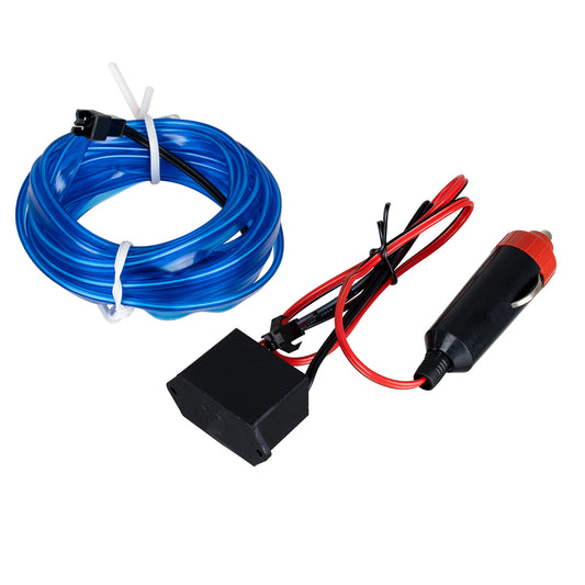 82205 TUBE 360° Degree Διακοσμητική EL-Wire Neon Αυτοκινήτου Κορδόνι ΣΕΤ 3m 1W/3m 30lm/m 360° DC 12V με Βύσμα Αναπτήρα Αυτοκινήτου Αδιάβροχη IP68 Μπλε