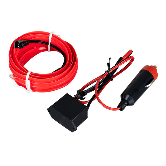 82206 TUBE 360° Degree Διακοσμητική EL-Wire Neon Αυτοκινήτου Κορδόνι ΣΕΤ 3m 1W/3m 30lm/m 360° DC 12V με Βύσμα Αναπτήρα Αυτοκινήτου Αδιάβροχη IP68 Κόκκινο