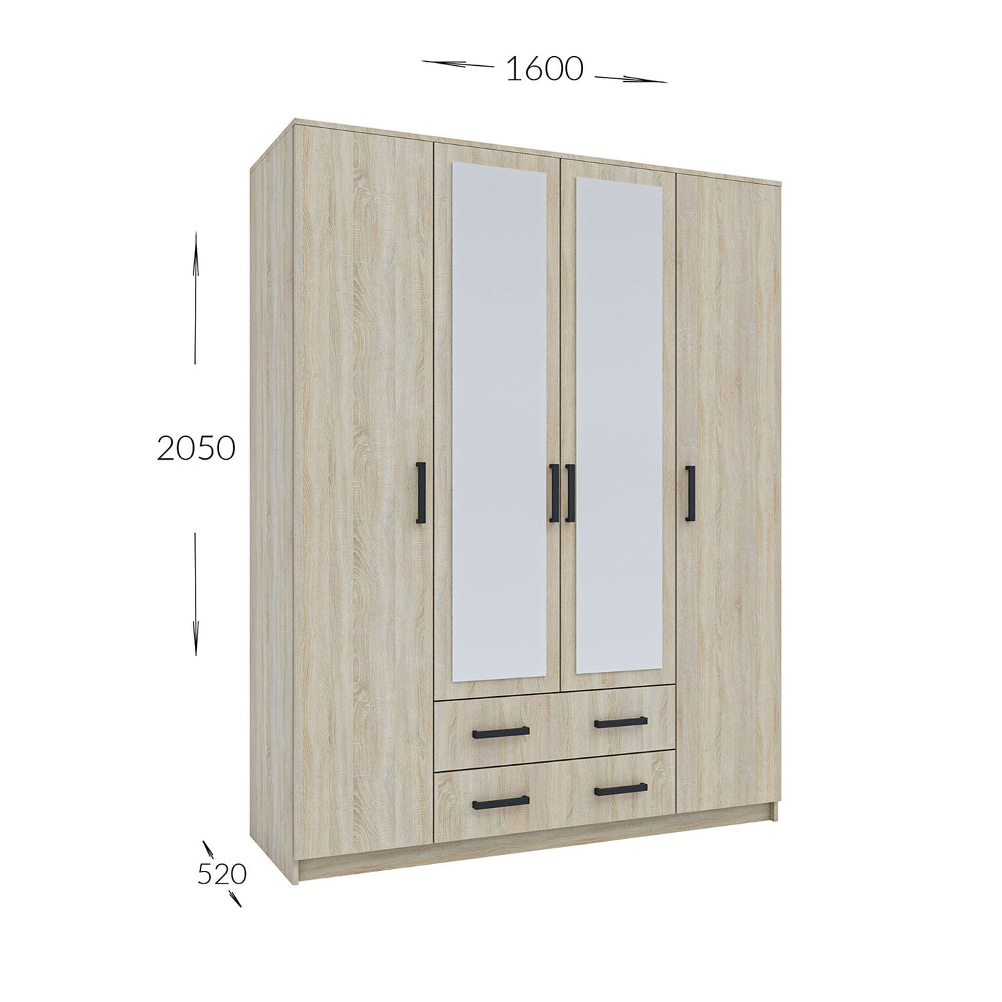 Ντουλάπα Τετράφυλλη Simple Σονόμα 160x52x205