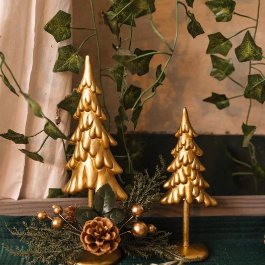 Χριστουγεννιάτικο Έλατο Ρητίνης Αντικέ Χρυσό 9x25εκ