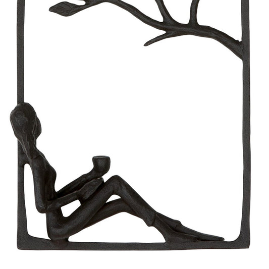 Ανάγλυφο Τοίχου Ορθογώνιο Μεταλλικό Σκούρο Καφέ 14x5x17