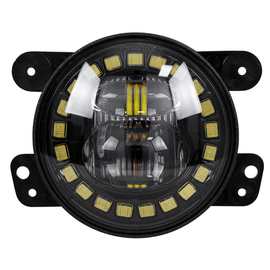 85418 Σετ 2 x Προβολείς Ομίχλης JEEP WRANGLER - MERCEDES BENZ G CLASS - LAND ROVER DEFENDER - HAMMER H1-H2 - 4'' Ιντσών με Ring Light DRL LED CREE CXB COB 100W 7500lm DC 12V Αδιάβροχοι IP66 Ψυχρό Λευκό 6000K