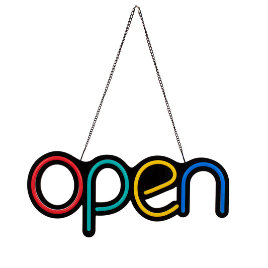 85856 Φωτιστικό Ταμπέλα Φωτεινή Επιγραφή NEON LED Σήμανσης Animated OPEN 30W AC 230V με Διακόπτη On/Off και Ασύρματο Χειριστήριο IR Κόκκινο - Πράσινο - Κίτρινο - Γαλάζιο