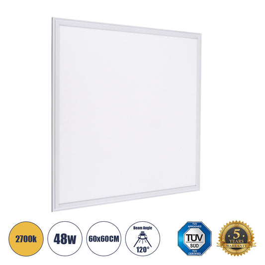 60211 Χωνευτό LED Panel Milky Super Slim 60x60cm 48W 4320lm 120° CRI≥80Ra UGR<19 AC 220-240V IP20 Μ60 x Π60 x Υ1.5cm - Θερμό Λευκό 2700K - TÜV Certified Driver