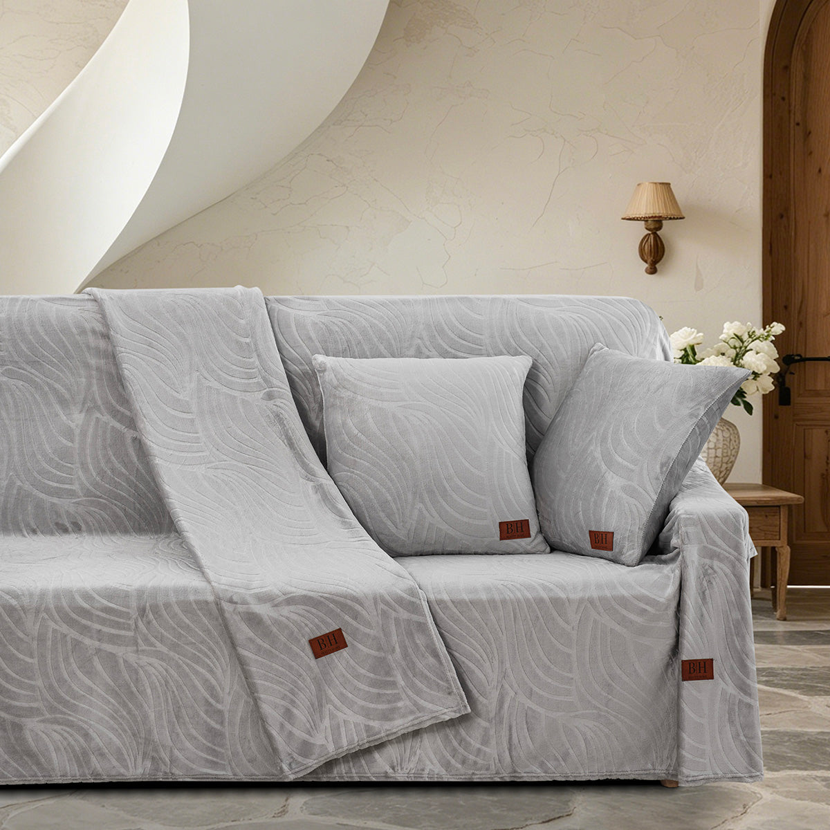 Σετ Ριχτάρι 2 Τμχ Sienna Art 8671 (180x250εκ + 180x300εκ) Γκρι
