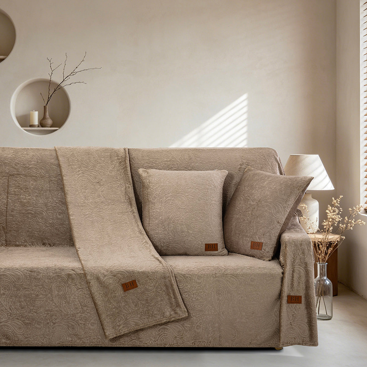 Σετ Ριχτάρι 2 Τμχ Sienna Art 8675 (180x250εκ + 180x300εκ) Μόκα