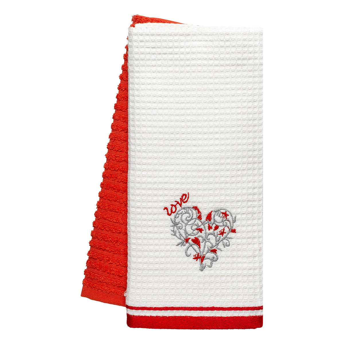 Ποτηρόπανα Σετ 2 Τμχ Love Art 8808 40x60εκ Κόκκινο