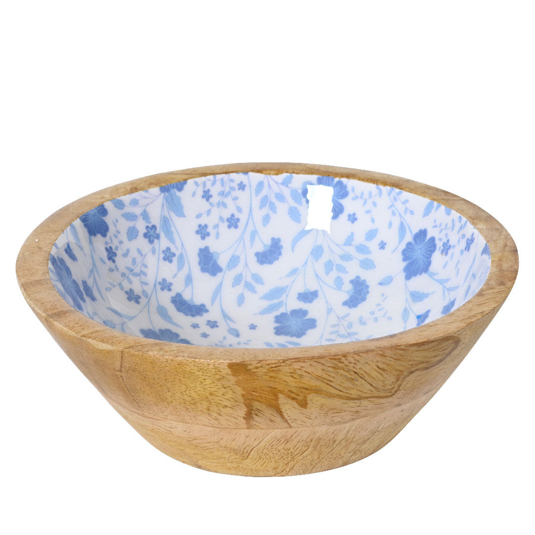 Μπωλ από Ξύλο Μάνγκο με Λουλούδια 25x25x10