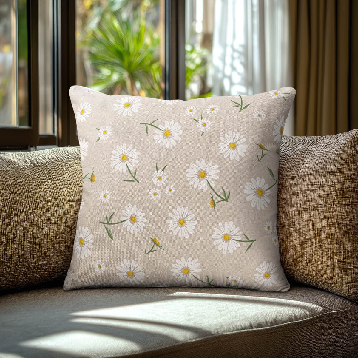 Μαξιλαροθήκη Μεγάλες Μαργαρίτες 45x45εκ