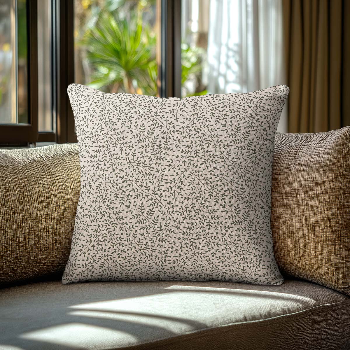 Μαξιλαροθήκη Πράσινα Κλαδάκια 45x45εκ