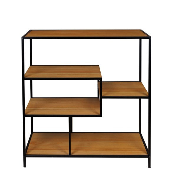 ΡΑΦΙΕΡΑ ΜΕΤΑΛΛΟ-ΞΥΛΟ ΜΑΥΡΟ-ΚΑΦΕ 5 ΡΑΦΙΑ 77x33x80