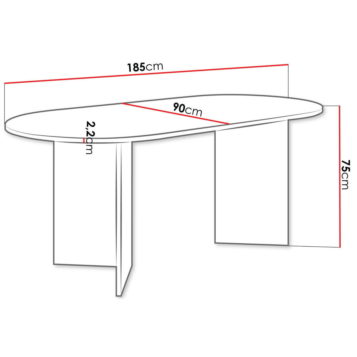 Τραπέζι Gelizo Μαύρο 185x90x75