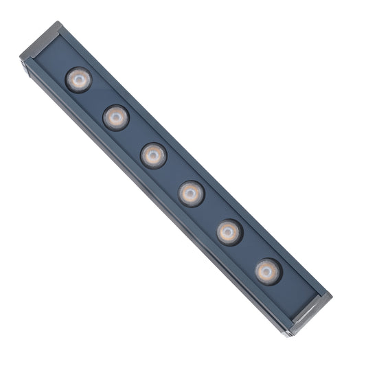 WASHERMARGO 90179 Μπάρα Φωτισμού Wall Washer LED 6W 660lm 30° DC 24V Αδιάβροχο IP65 Θερμό Λευκό 2700Κ Dimmable - Bridgelux SMD Chip - Γκρι Ανθρακί - Μ30 x Π4 x Υ5