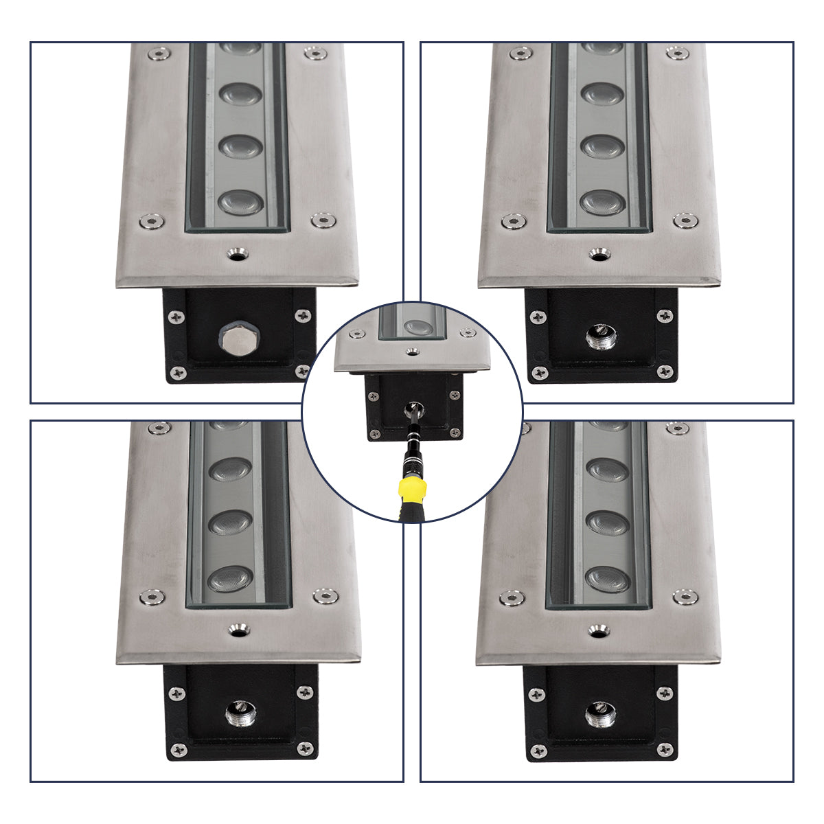 UNDERGROUND-PASSAGGIO 90197 Χωνευτό Φωτιστικό Wall Washer Δαπέδου LED 24W 2040lm 10° DC 24V Αδιάβροχο IP68 με Ρυθμιζόμενη Γωνία Φωτισμού L108 x W9 x H7.5cm RGBW DMX512 - Ανοξείδωτο Ατσάλι