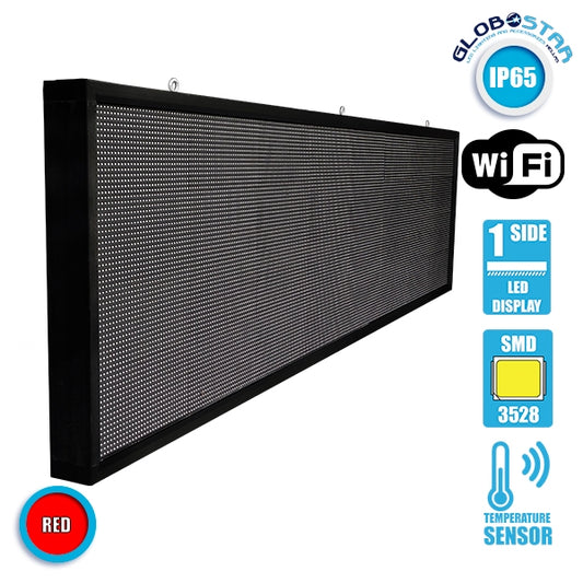 90291 Κυλιόμενη Ψηφιακή Επιγραφή P10 LED SMD AC 220-240V με Wi-Fi - Αδιάβροχή IP54 - Μονής Όψης - Μ264 x Π9 x Υ72cm Κόκκινο