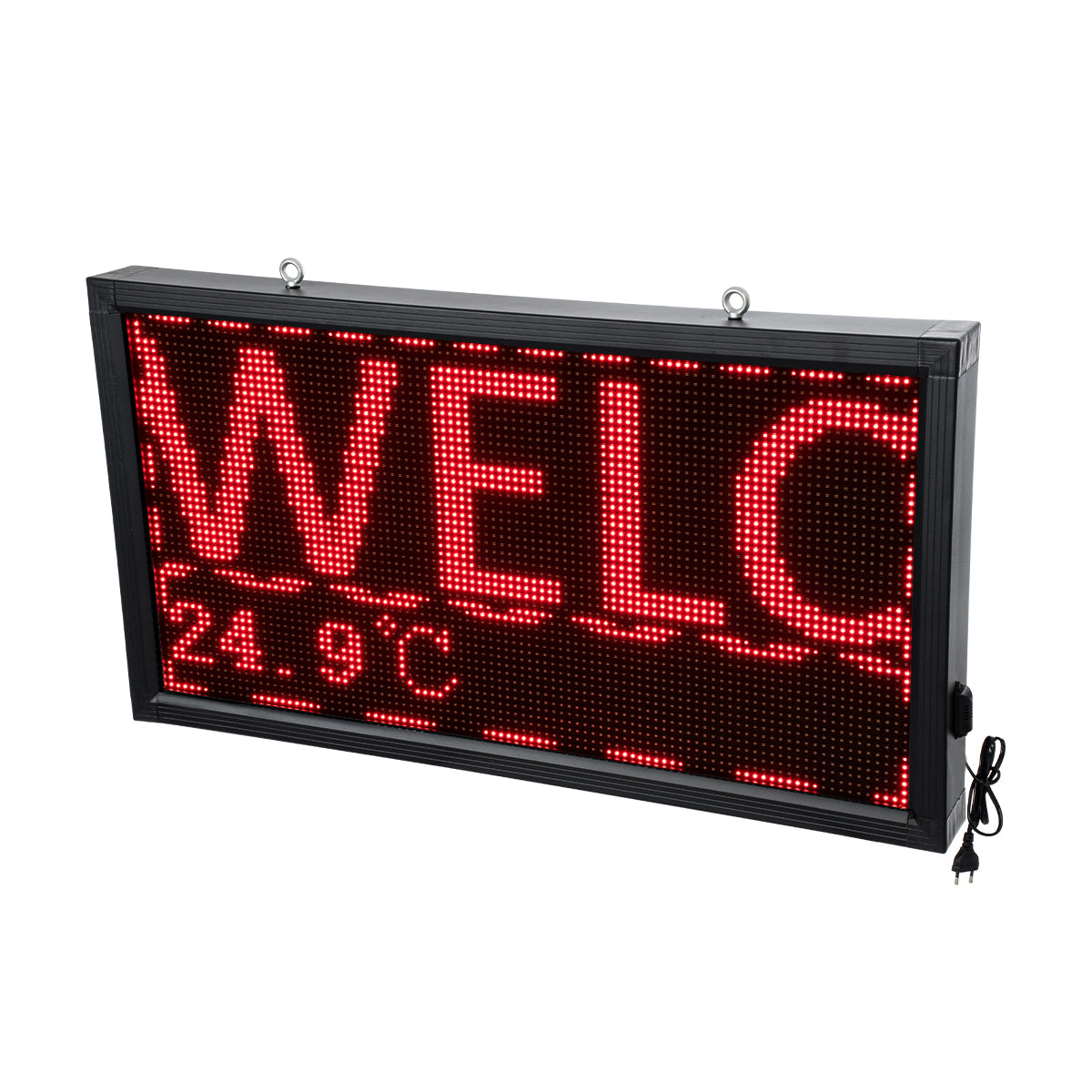 DISPLAY 90296 Κυλιόμενη Ψηφιακή Επιγραφή 96x48cm P10 Μονής Όψης LED AC 220-240V Αδιάβροχο IP65 Κόκκινο - WiFi Control μέσω FK APP - Αισθητήρας Θερμοκρασίας & Υγρασίας - Μ104 x Π9 x Υ56cm