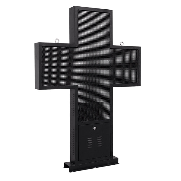 90346 Κυλιόμενη Ψηφιακή Επιγραφή Σταυρός Φαρμακείου P10 LED SMD AC 220-240V με Wi-Fi - Αδιάβροχή IP54 - Μονής Όψης - Μ100 x Π12 x Υ100cm Πράσινο