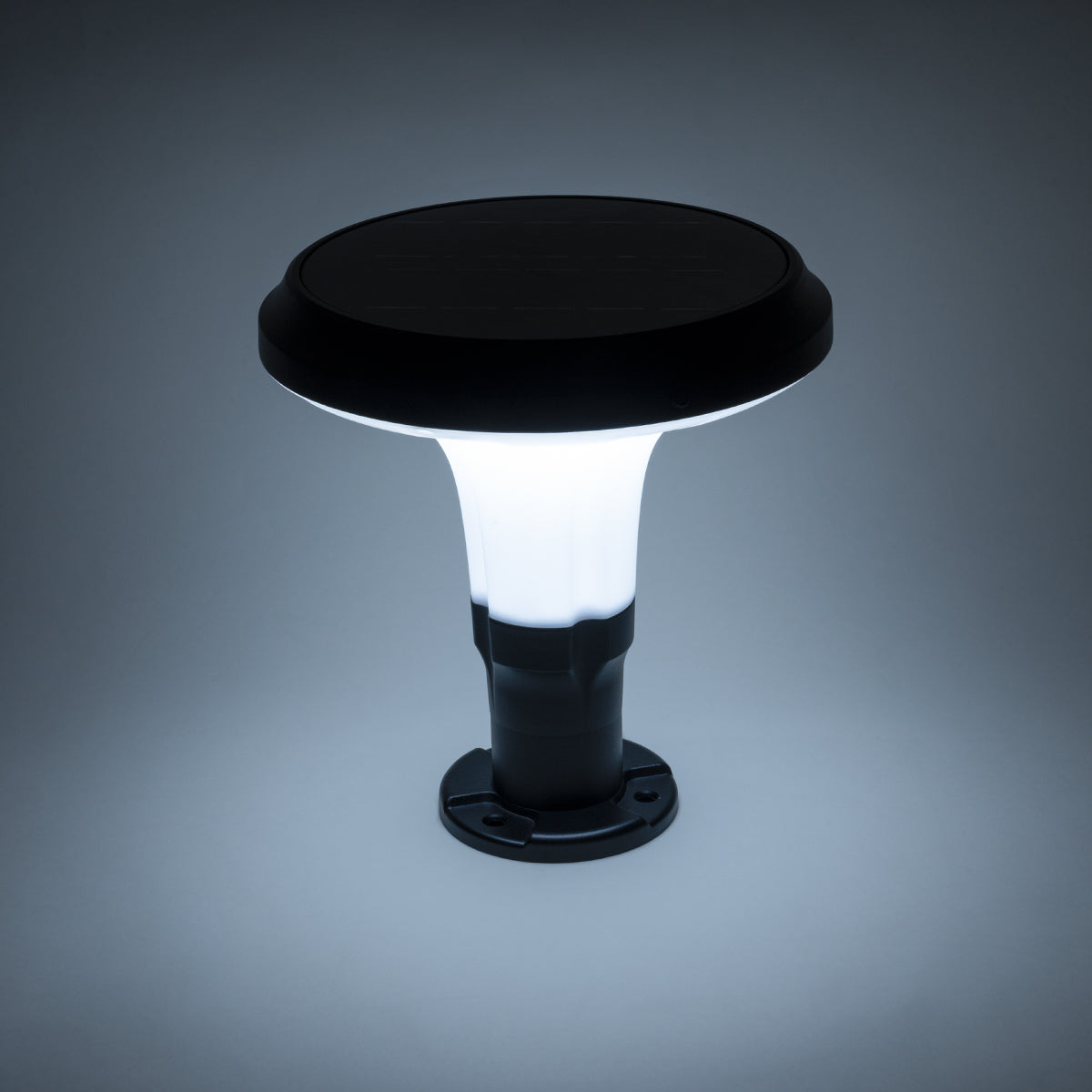 WHISPER 90535 Φωτιστικό Κολωνάκι Κήπου LED 10W 500lm 120° με Ενσωματωμένο Φωτοβολταϊκό Panel 6V 2W & Επαναφορτιζόμενη Μπαταρία Li-ion 3.2V 1800mAh με Αισθητήρα Ημέρας-Νύχτας Αδιάβροχο IP65 Ψυχρό Λευκό 6000K - Sanan SMD Chip - Γκρι Ανθρακί - Μ25 x Π25 x 28