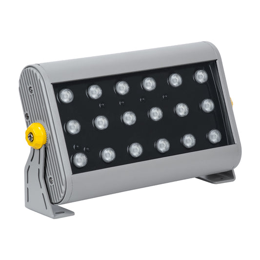FLOOD-HENA 90642 Προβολέας Wall Washer για Φωτισμό Κτιρίων LED 36W 3600lm 30° DC 24V Αδιάβροχο IP65 Μ30 x Π6 x Υ17cm Πολύχρωμο RGB DMX512 - Ασημί