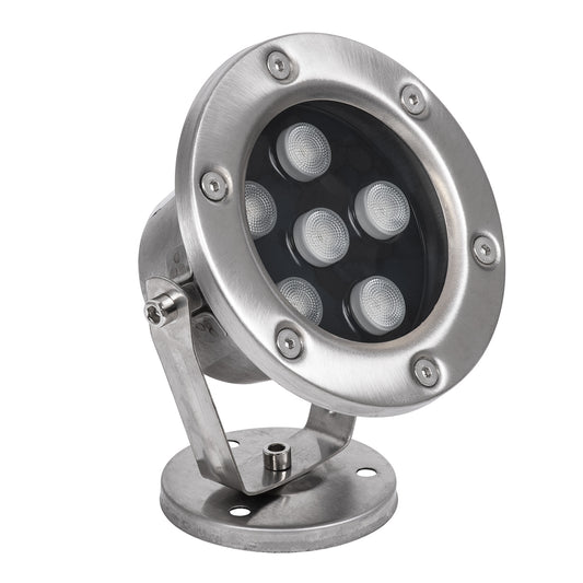 UNDERWATER-DINA 90676 Υποβρύχιος Προβολέας Σποτ για Σιντριβάνια/Πισίνες LED 6W 660lm 30° DC 24V Αδιάβροχο IP68 Θερμό Λευκό 2700K Dimmable - Ανοξείδωτο Ατσάλι 304 - Μ12 x Π12 x Υ14
