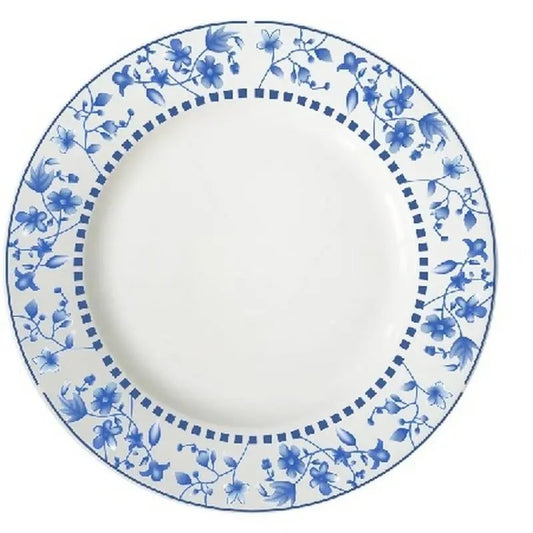 Artekko Πιάτο Φαγητού 'Λουλούδια' Πορσελάνινο Λευκό/Μπλε 910-1106