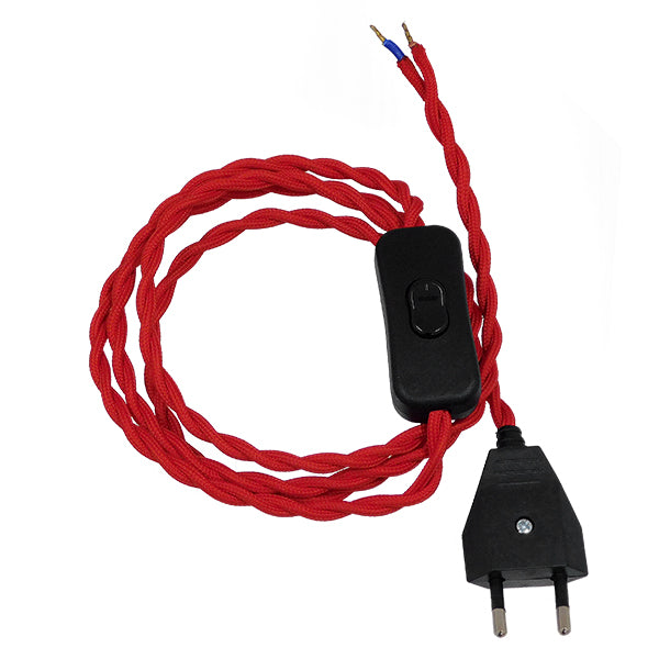 Κρεμαστό Φωτιστικό Whip με Μαύρο Διακόπτη - Μαύρη Πρίζα και Κόκκινο Πλεκτό Καλώδιο 1.4m 91034