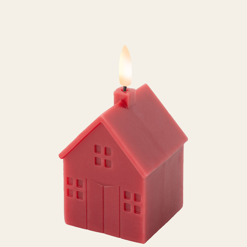 LED Κερί Σπίτι Μπορντώ 6x6x12