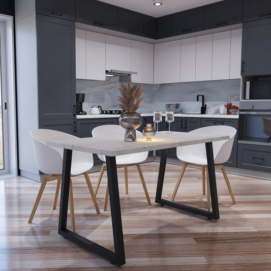 Τραπέζι Atlanta Λευκό-Μαύρο 160x80x77