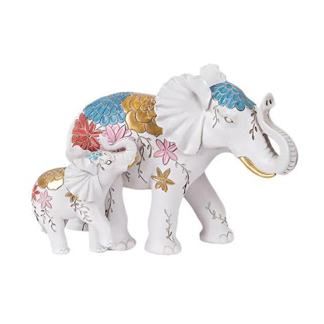 ΕΠΙΤΡΑΠΕΖΙΟ ΔΙΑΚΟΣΜΗΤΙΚΟ ΕΛΕΦΑΝΤΑΣ ΚΑΙ ΕΛΕΦΑΝΤΑΚΙ ΠΟΛΥΡΕΣΙN ΑΣΠΡΟ ΜΕ ΛΟΥΛΟΥΔΙΑ 22.5x12x16