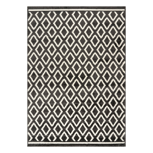 Πατάκι Vibe Art 9577 67x150εκ Ανθρακί Λευκό