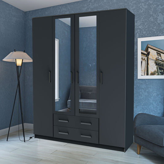 Ντουλάπα Τετράφυλλη Simple Γραφίτης 160x52x205