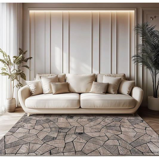 Διάδρομος με το Μέτρο Serena Art 9837 67εκ Μπεζ/Γκρι