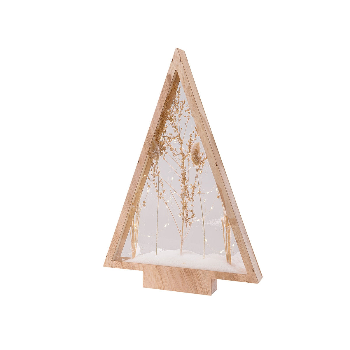 LED Χριστουγεννιάτικο Δέντρο Dried Λουλούδι Motif Ξύλο Ecru 40x5x58